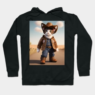 Cowboy Cat - Modern Digital Art Hoodie